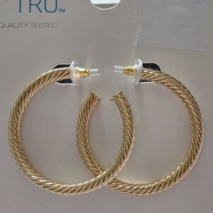 Time and Tru Twisted Rope Hoop Earrings in Gold